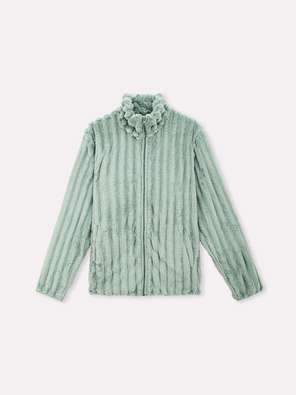 Jadea 5266 giacca Coral fleece effetto rigato colore salvia serie Giove 
