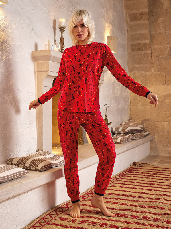 Jadea 5271 pigiama lungo in cotone jersey fantasia natale serie Christmas 
