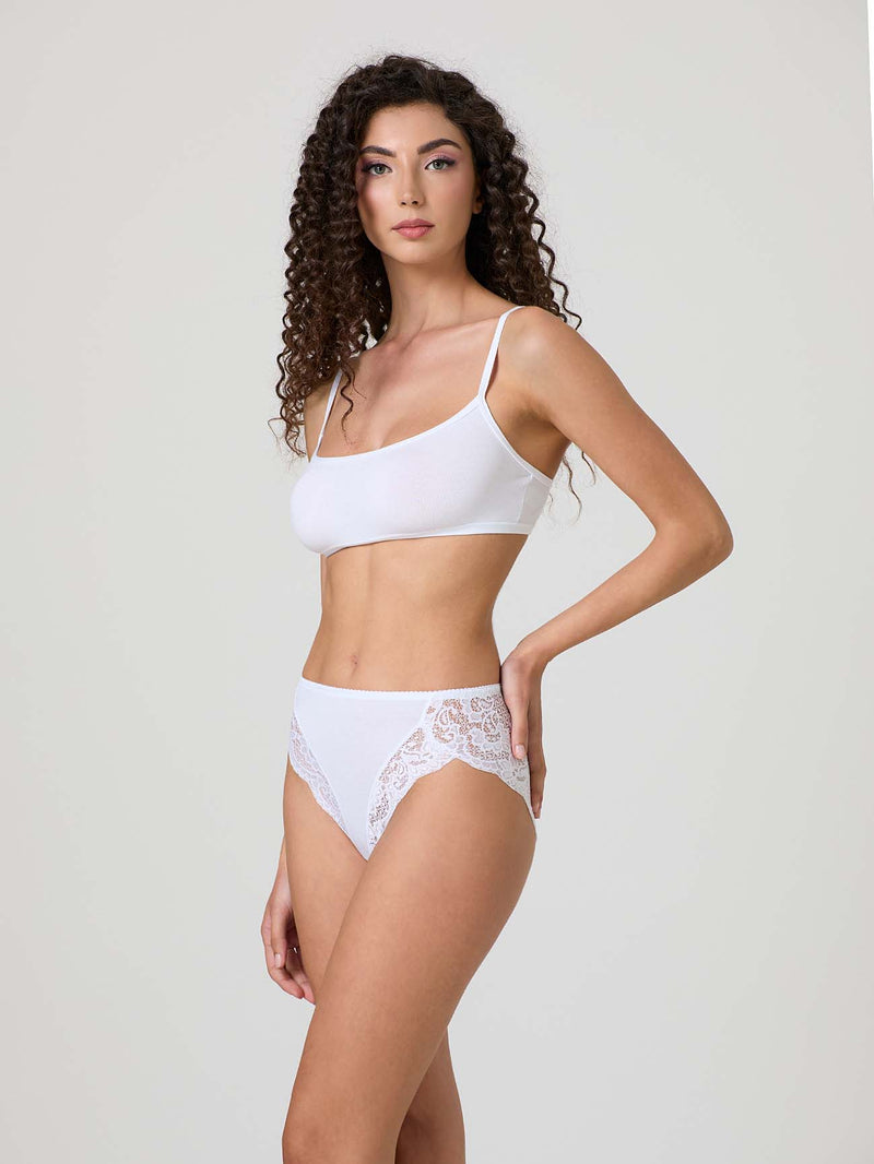 Modal cotton briefs with scalloped edge and lace