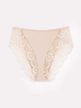 Slip in cotone modal con bordo a smerlo e pizzo cipria