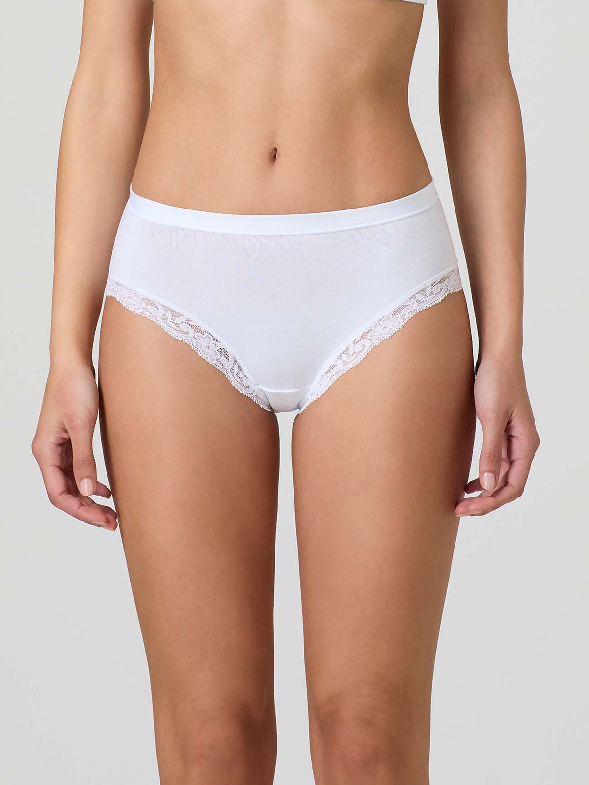 Slip Midi Femme En Dentelle Coton Modal - Jadea - Blanc Ou Noir - Tailles M à XXL
