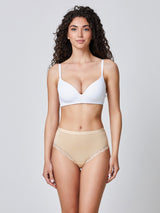 Midi in cotone modal con fascia e pizzo cipria