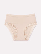 Midi in cotone modal con fascia e pizzo cipria
