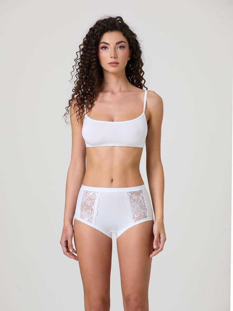 Modal cotton culotte with band and front lace