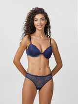 Jadea 6444 slip blu con ricami bicolore a foglie tango 