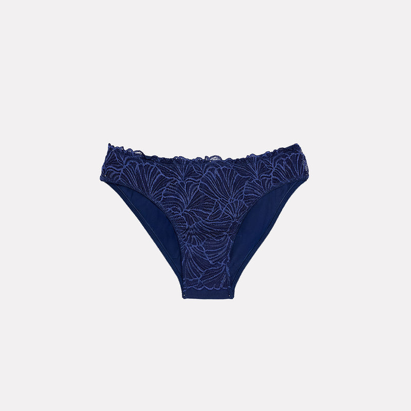 Jadea 6444 slip blu con ricami bicolore a foglie tango 