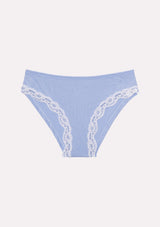 Jadea 6486 slip in cotone micro costine e pizzo colore cielo serie Ecate