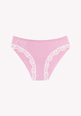 Jadea 6486 slip in cotone micro costine e pizzo colore rosa serie Ecate