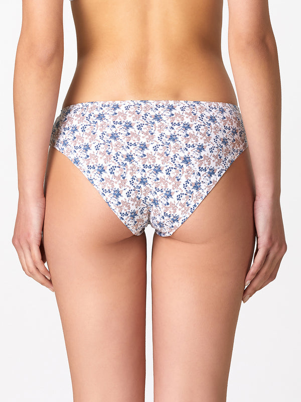 Jadea 6532 slip donna in cotone a fiori con pizzo indaco serie aurea