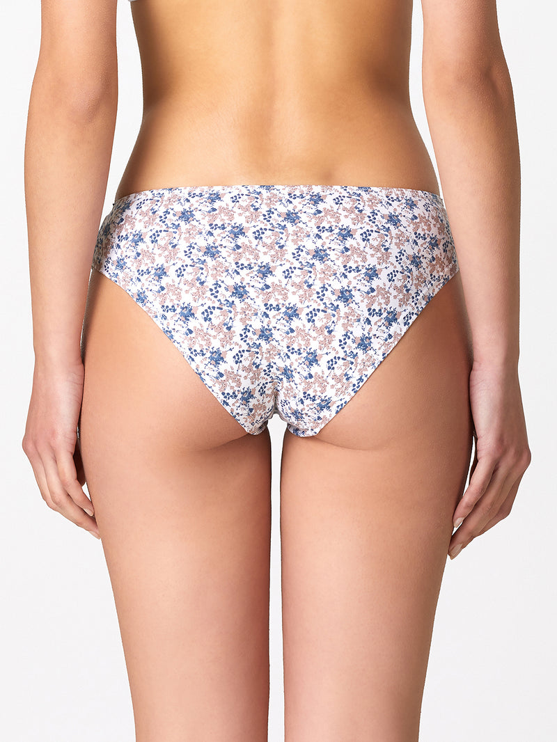 Jadea 6532 slip donna in cotone a fiori con pizzo indaco serie aurea