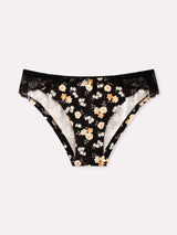 Jadea 6543 slip donna cotone fantasia floreale e pizzo nero serie eclissi