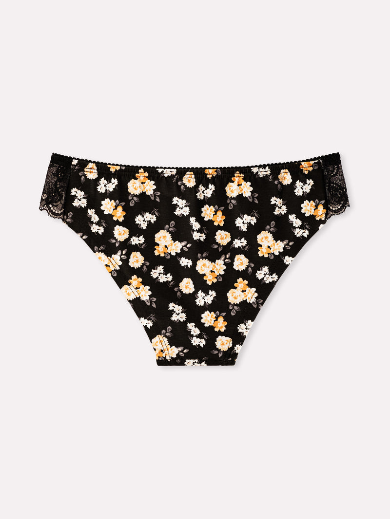 Jadea 6543 slip donna cotone fantasia floreale e pizzo nero serie eclissi