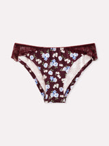 Jadea 6543 slip donna cotone fantasia floreale e pizzo prugna serie eclissi