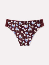 Jadea 6543 slip donna cotone fantasia floreale e pizzo prugna serie eclissi