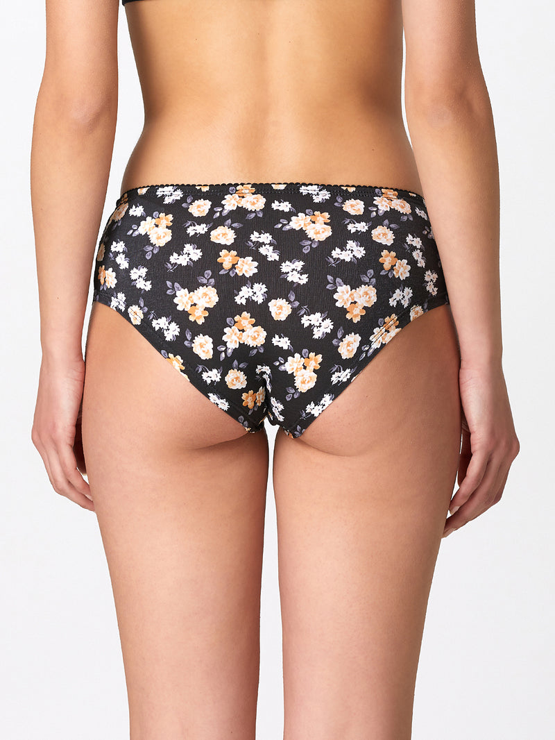 Jadea 6545 slip donna midi cotone fantasia floreale e pizzo nero serie eclissi