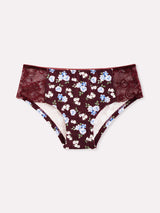 Jadea 6545 slip donna midi cotone fantasia floreale e pizzo prugna serie eclissi