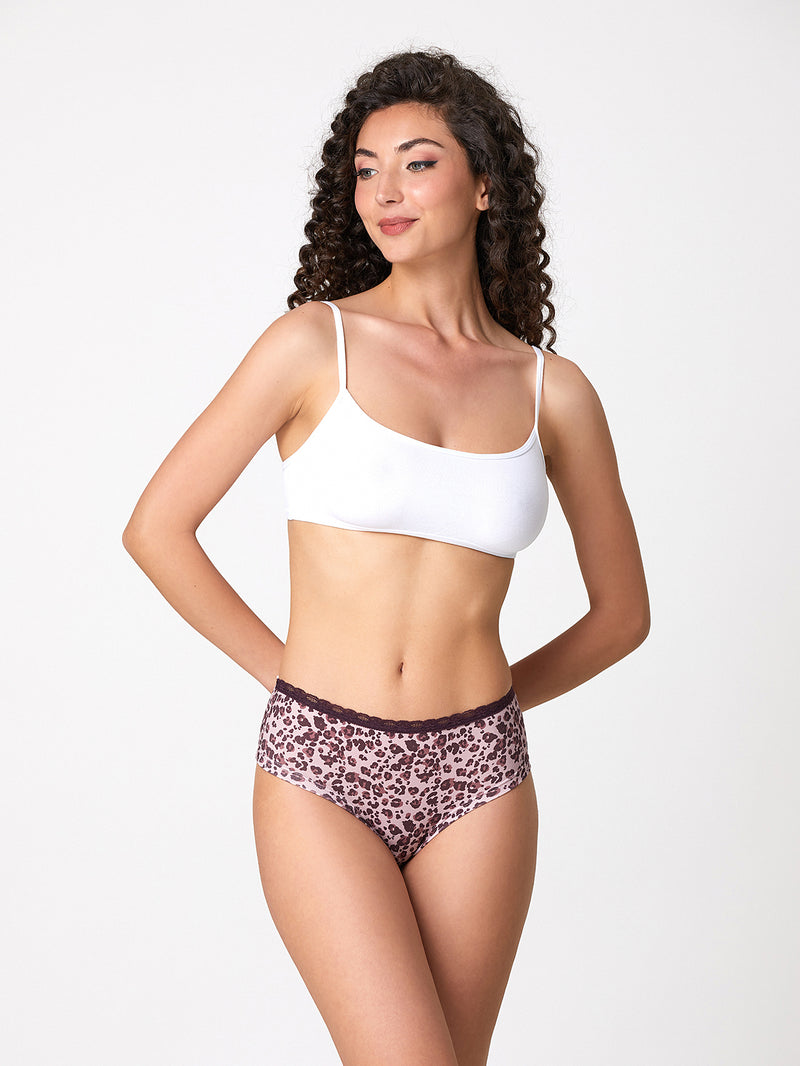 Jadea 6548 slip donna midi cotone fantasia maculata melanzana serie levante