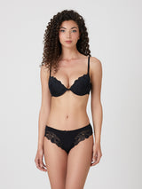 Jadea 6574 slip donna con ricami floreali nero serie rugiada  
