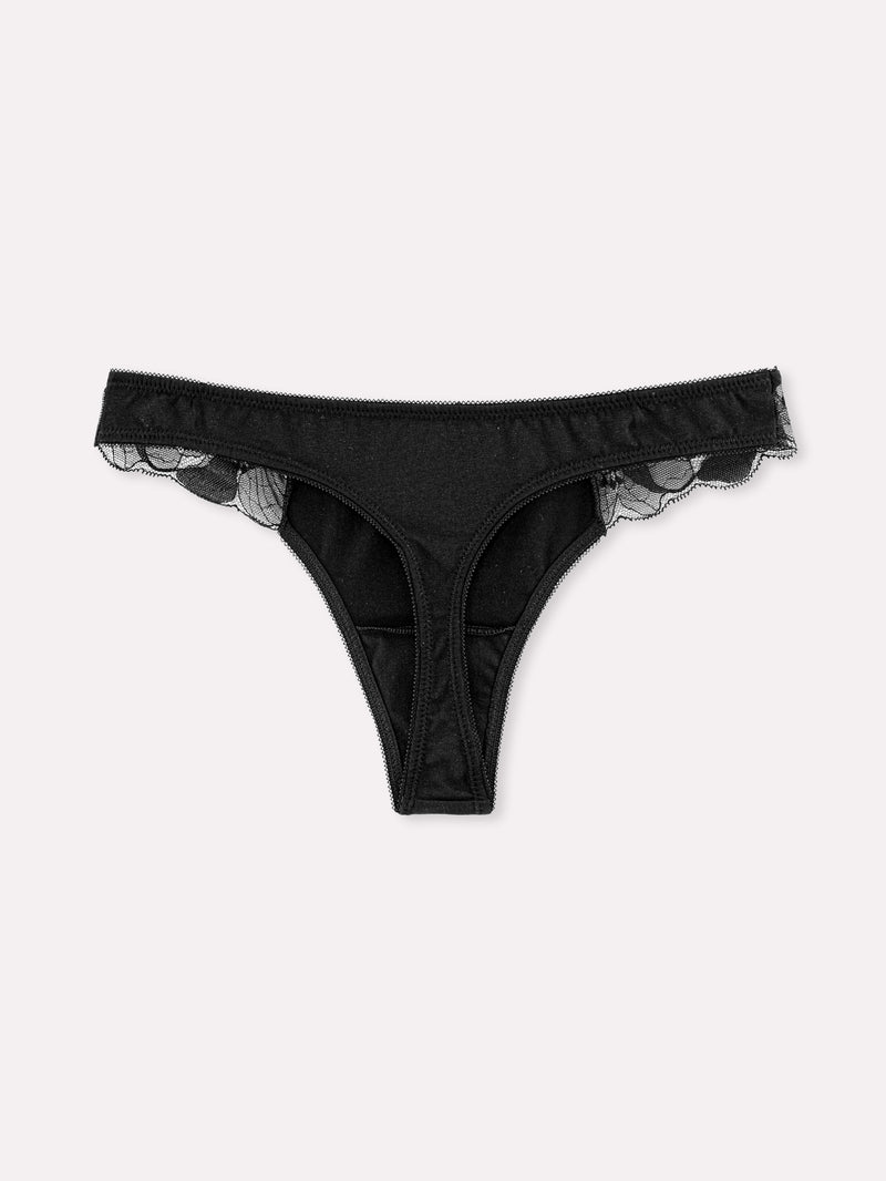 Jadea 6576 perizoma con ricami floreali nero serie rugiada  
