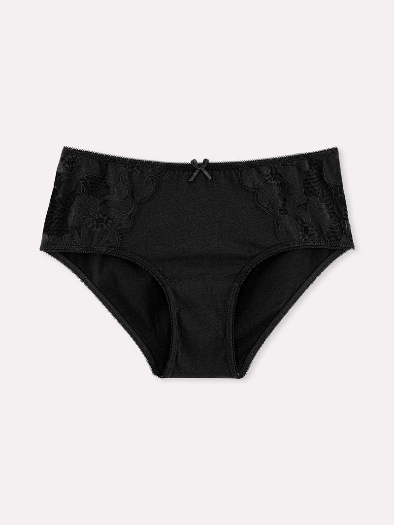Jadea 6577 slip donna midi con ricami floreali nero serie rugiada  
