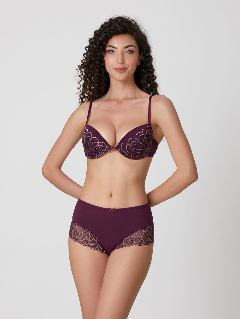 Jadea 6585 slip donna midi con pizzo prugna serie velaria
