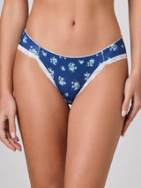 Jadea 6589 slip in cotone fantasia floreale con pizzo blu serie sogno
