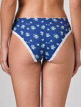 Jadea 6589 slip in cotone fantasia floreale con pizzo blu serie sogno
