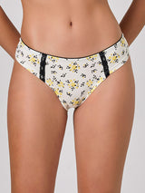 Jadea 6591  slip in cotone fantasia mista su fondo bianco con pizzo nero serie carezza
