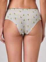 Jadea 6592 slip midi in cotone a fantasia mista su fondo rigato con pizzo nero serie carezza