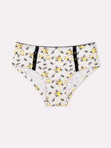 Jadea 6592 slip midi in cotone a fantasia mista su fondo bianco con pizzo nero serie carezza
