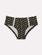 Jadea 6592 slip midi in cotone a fantasia mista su fondo nero con pizzo bianco serie carezza
