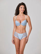 Jadea 6639 slip midi in cotone e pizzo trasparente fiordaliso serie alma 