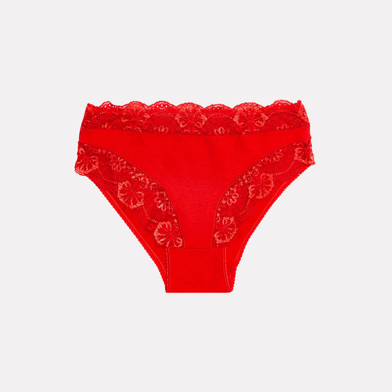 Jadea 742R slip rosso in modal e pizzo 