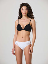 Laser cut briefs with lace front and back
