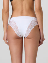 Laser cut briefs with lace front and back