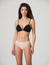 Laser cut briefs with lace front and back