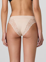 Laser cut briefs with lace front and back