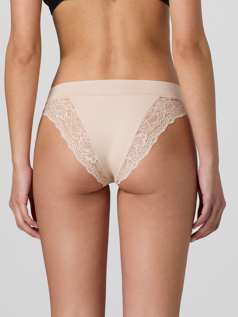 Laser cut briefs with lace front and back