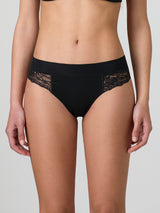 Laser cut briefs with lace front and back