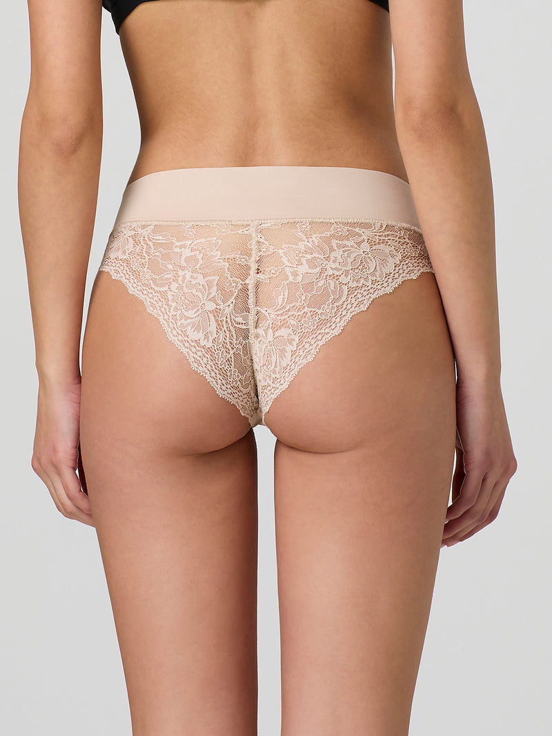 Laser cut briefs with lace on the back