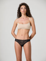 Jadea 8020 slip donna in pizzo taglio laser nero 