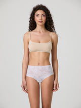 Jadea 8023 slip midi donna in pizzo taglio laser bianco