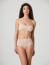 Jadea 8023 slip midi donna in pizzo taglio laser cipria