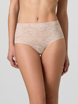 Jadea 8023 slip midi donna in pizzo taglio laser cipria