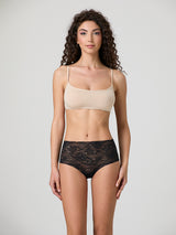 Jadea 8023 slip midi donna in pizzo taglio laser nero