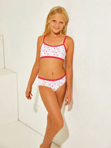 Jadea 826 coordinato bimba in cotone con brassiere fantasia mela bianco