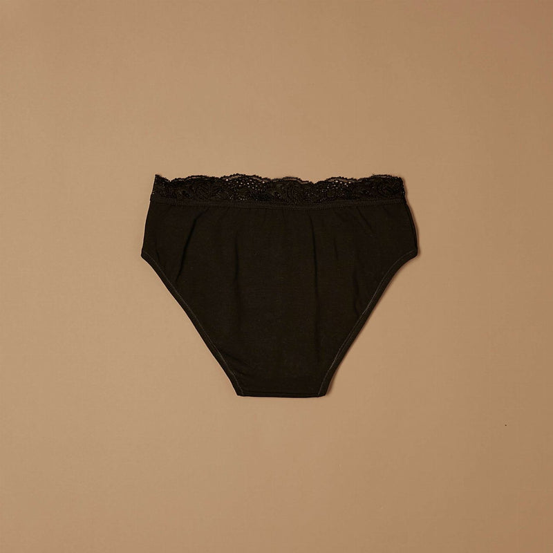 Bi-elastic cotton briefs with lace