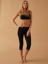 Jadea 4319 leggings modello capri in fresco cotone con pizzo nero