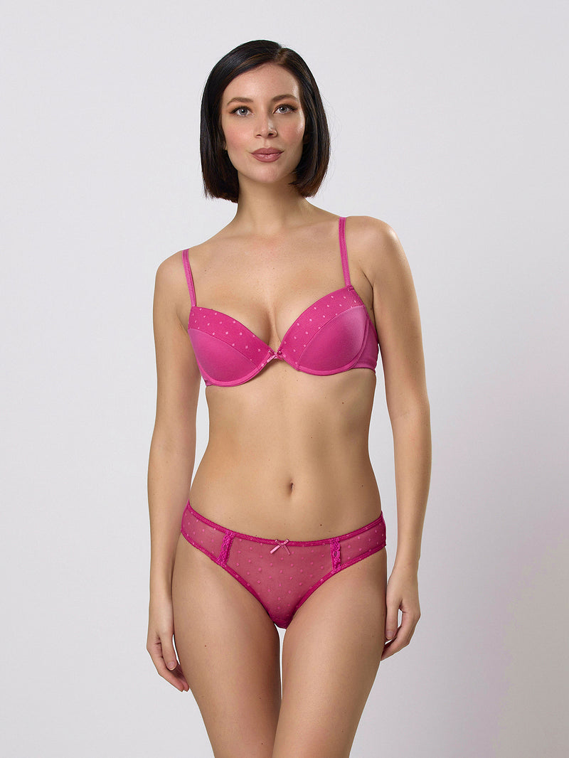 Jadea 4594 coordinato fucsia a pois in tulle manhattan. 