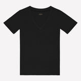 Jadea 4632 t-shirt nera con scollo a V in cotone modal e lino 